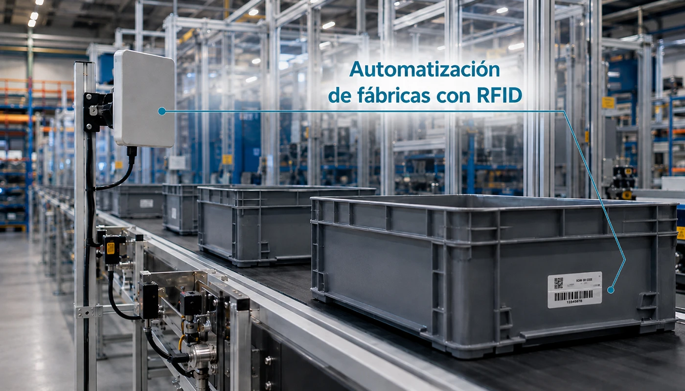 L&iacute;nea de producci&oacute;n con identificaci&oacute;n RFID en f&aacute;brica